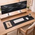 Leather Desk Mat 55" x 17", Black Large Desk Pad Protector by cebowa