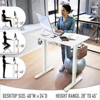 SHW 40-Inch Electric Height Adjustable Standing Desk w/Drawer, White - Image 5