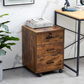OFCASA 3 Drawer File Cabinet with Lock, Small Rolling Filing Cabinets for Home Office, Wood Under Desk File Cabinet with Wheels, Mobile Storage Organizer, Printer Stand for Letter/Legal, Rustic Brown by OFCASA