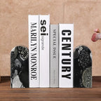 Koville Luxury Marble Bookends for Shelves, Decorative Stone Book Ends, 7lbs Heavy-Duty Marble Book Holders, Bookshelf Apartment Decor for Normal Books/CD/Video Games - Image 3