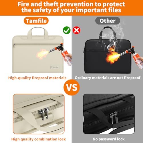Tamfile Fireproof Accordion File Organizer with Lock, Document Organizer - Image 3