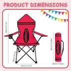School Reading & Activity Chair, Red Crayon Design Portable Folding Seat with Armrests, Cup Holder and Carry Bag for Classroom Learning Center, Library Corner, Back to School - Image 3