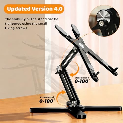 MOALLIA N86 360 Rotating Laptop Stand for Desk with Locking Knobs, Black - Image 2