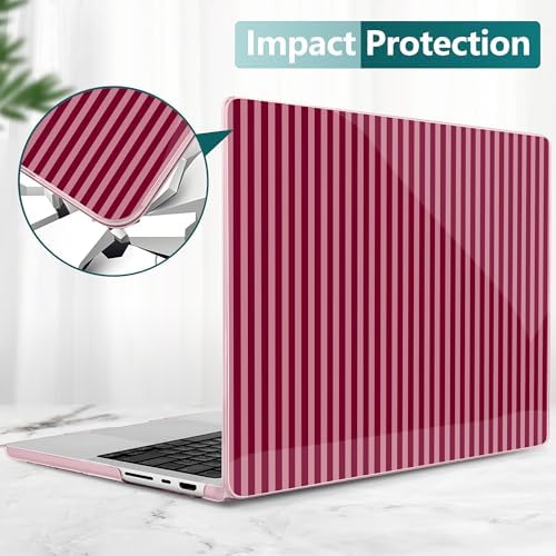 DONGKE Compatible with MacBook Pro 16 Inch Case (2026-2021 Release, M5 M4 M3 M2 M1 Pro/Max Chip), Plastic Hard Shell with Keyboard Cover & Screen Protector for MacBook Pro 16", Red & Pink Stripes - Image 5