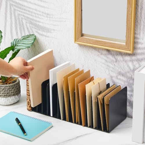 Suzile Metal Desktop File Organizer, 15 Compartment, Vertical File Sorter - Image 4