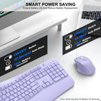 Wireless Keyboard and Mouse Combo, 2.4G Ergonomic Wave Keys(Purple) - Image 6