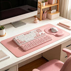 3-Piece Ergonomic Desk Mat Set 31.5"x15.7" with Pink Memory Foam Wrist Rest - Image 2
