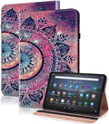 Case for Kindle Fire HD 10 & 10 Plus Tablet (13th/11th Generation, 2023/2021 Release) 10.1" - PU Leather Flip Case with Elastic Band & Card Slots/Holder, Multi-Angle Stand Cover - Mandala by TUOLISG