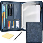 Leathario Portfolio Binder, Padfolio Organizer, 3 Ring Binder with Zipper by Leathario