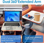 Car Tray& Car Desk for Laptop,Dual 360° Rotating,Anti Slip Leather Surface, Food Tray, Cup Holder Table Compatible with Tesla Model Y/3/S, Ford F150/Explorer/Maverick/Home Theater Seating (White) - Image 4