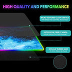 AIMSA RGB Gaming Mouse Pad Extended, Large Led Mousepads Non-Slip Rubber Base with 14 Lighting Modes, Computer Keyboard Mat Soft Desk pad Waterproof 35.4 x 15.8 inches, Galaxy Nebula Universe - Image 4