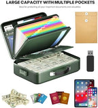 Fireproof Document Box, Hard Case Highly Flame-Resistant Fire Proof Waterproof File Organizer with Lock, Portable Fire Safe for Important Documents & Valuables Storage (Green, ‎16"*12"*5") - Image 3