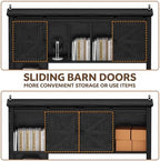 Large Desktop Bookshelf, 47.2" Desk Shelf with Sliding Barn Door - Image 3