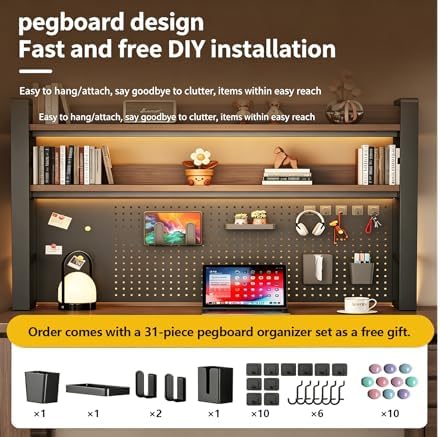 Desk Shelf Organizer with Pegboard & 31-Piece Accessory Kit - Image 3