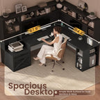 SEDETA 68" Farmhouse L Shaped Computer Desk with Hutch, Storage Drawers - Image 5