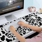 Keyboard Wrist Rest and Mouse Pad Wrist Support Set,Ergonomic Memory Foam Wrist Pad & Non Slip Base for Home Office Working Studying Easy Typing,Pain Relief,Cow Pattern - Image 2