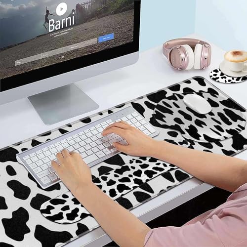 Keyboard Wrist Rest and Mouse Pad Wrist Support Set,Ergonomic Memory Foam Wrist Pad & Non Slip Base for Home Office Working Studying Easy Typing,Pain Relief,Cow Pattern - Image 2