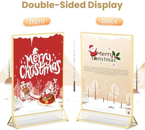 6 Pack Acrylic Sign Holder 5X7 Double-Sided Gold Frames - Image 3