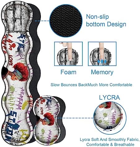African Black Woman Graffiti Girls Desk Mat, Extended White Laptop Table Protector, Ergonomic Mouse Pad with Keyboard Wrist Rest Support - Image 6