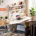 Lefedrasticity 3 Tier Desktop Bookshelf with Pegboard Desktop Organizer Shelf for Dorm Heavy-Duty Desk Shelf Organizer Desk Bookshelf for Office Dorm Room Gaming Desks (White, 45.3" L) - Image 5