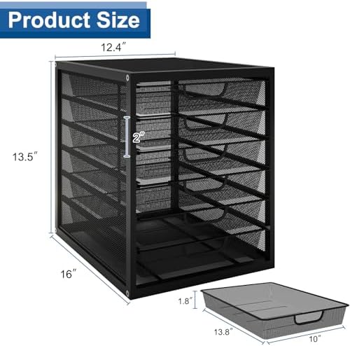 Natwind Mesh Desk Organizer with 6 Tier Sliding Drawers,Black - Image 6