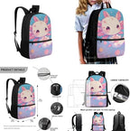 Teen's Backpack 4Pcs, Aesthetic Travel Daypack Set of 4 Include Lunch Box Pencil Case Cup Sleeve Large Capacity & Portable Daypack 4Pcs Universal for School Star Axolotl - Image 3