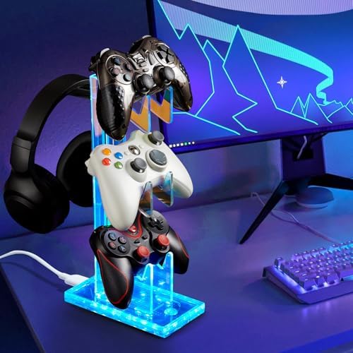 RGB Gaming Headset & Controller Stand with USB Charging Port - Image 3