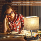 Beige Table Lamp for Bedroom - Stepless Dimmable, USB C+A, 2 AC Outlets - Image 5