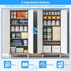 SUXXAN Metal Garage Cabinet with Wheels and Pegboard 71'' x 32'' x 16'', Lockable Rolling Steel Cabinet with 5 Adjustable Shelves and Door for Garage, Office, Kitchen, Assembly Required - Image 4