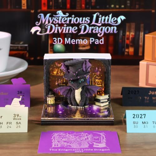 3D Calendar Tear-Off Stickers 2027,DIY Craft Gift, 2027 Tear-Off Calendar Sticky Notes Engraved Practical Stickers,Home Office Desk Decoration (Halloween Dragon2027) - Image 2