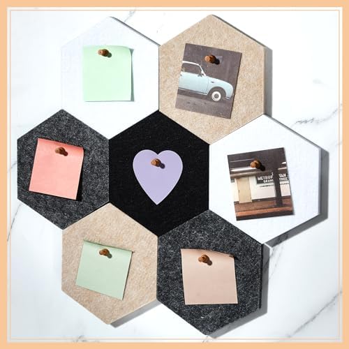 6.7 x 5.9 in 16 Pcs Hexagon Cork Board Tiles, Felt Pin Boards, Classic - Image 2