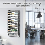 EasyPAG Wall File Organizer for Office 14 Pocket Mesh Wall Mounted Paper Organizer Hanging Folder Holder with Nametag Label for Home School, Black - Image 2