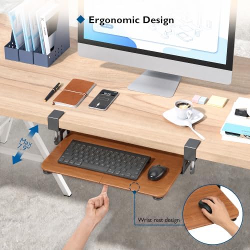 BONTEC Under Desk Keyboard Tray, Pull-Out Keyboard & Mouse Platform - Image 3