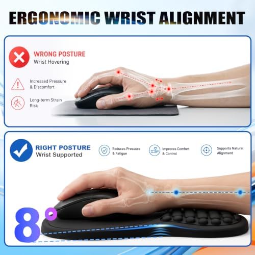 Ergonomic Keyboard Wrist Rest Mouse Pad Wrist Support Set, Black - Image 3