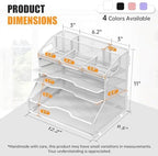YINGHUA 5-Tier Mesh Desk Organizer, Letter Tray - White - Image 3