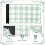 Sabary Green Gingham Desk Mat Set with Wrist Rest Keyboard Mouse Pad Set - Image 3