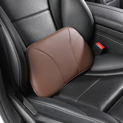 Genuine Leather Lumbar Support Pillow,Back Pain Relief Cushion,fits Tightly Around Waist,Real Cowhide,Memory Foam,fit Car Drive,Office Chair,Rest seat,Improve Posture,Portable,15.5''Lx 8.7''H by -----------------