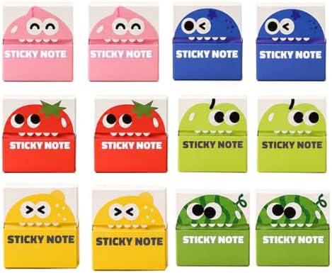 Cute Fruit Monster Pop-Up Sticky Notes Dispenser, 80 Sheets Pull-Out Cartoon Box, 6 Styles Transparent Translucent Memo Pad Holder, Creative Stationery Cute Monster Gift Set Available ，12Box by Unknown