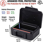 SentrySafe Fireproof Money Safe with Key Lock, Black Lock Box with Portable Carrying Handle for Travel, Exterior: 14.3 in. W x 11.2 in. D x 6.1 in H, 1200 - Image 4