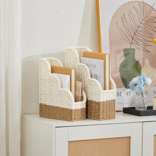 BROWNLILY Handwoven Paper Rope Magazine Holders with Scalloped Edge - Image 7