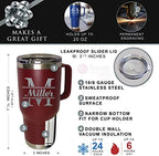 The Wedding Party Store Custom Personalized 20 oz Stainless Steel Powder Coated Vacuum Insulated Double Walled Travel Tumbler Coffee Mug with Handle and Lid (Maroon) - Image 3