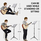 CAHAYA Sheet Music Stand Dual-use Convert to Desktop Stand Adjustable Black - Image 6