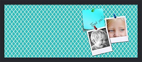 PinPix 30x12 inch Cork Bulletin Board. This Decorative Framed Pin Board Comes with Diamond Pattern in Neon Blue Design and Satin Black. Ideal for Home, Office Decor or School (PinPix-350) by PinPixBulletinBoards