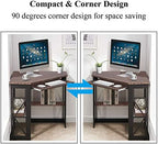 VECELO Corner Computer Desk 41 x 30 inches with Smooth Keyboard & Storage Shelves for Home Office Workstation,Rustic Brown - Image 4