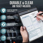 10 Pack Job Ticket Holders 9x12 - Clear Sheet Protectors - Reusable Dry Erase Pocket Sleeves for Shop, Office & Classroom - Clear Work Order Plastic Sleeves & Shop Ticket Holders with Hanging Eyelet - Image 4