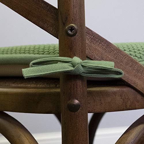 Sweet Home Collection Chair Cushion Memory Foam Pads with Ties Honeycomb Pattern Slip Non Skid Rubber Back Rounded Square 16" x 16" Seat Cover, 6 Pack, Green 6 Pack - Image 4