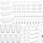 95-Piece Pegboard Accessories Set with Hooks, Cups, Wire Shelf, Tissue Box, Clothes Board for Garage, Workshop (Clear) by Unittype