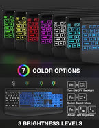 SABLUTE Wireless Keyboard and Mouse Combo, 9 Backlit Effects, Large Print - Image 3