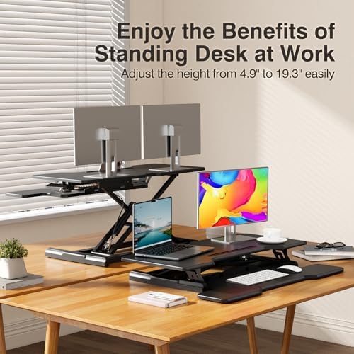 32" Standing Desk Converter, Quick Sit to Stand Desk Riser - Image 4