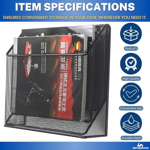 1InTheOffice 3 Tiers File Folder Organizer, Desk Sorter, Black Mesh Organizer - Image 6